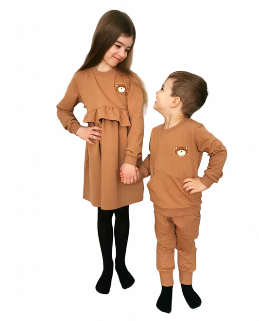 Trikotažinė suknelė ilgomis rankovėmis