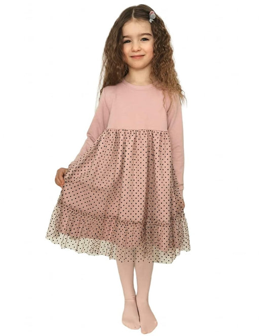 Trikotažinė suknelė su tiuliu