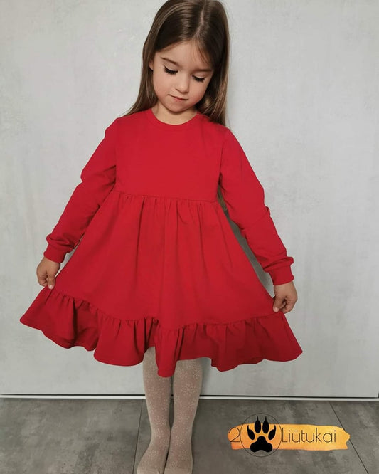 Trikotažinė suknelė ilgomis rankovėmis