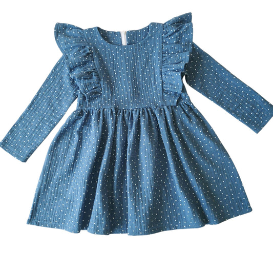 Muslino suknelė ilgomis rankovėmis