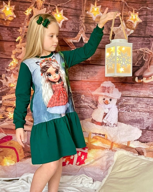 Trikotažinė suknelė ilgomis rankovėmis