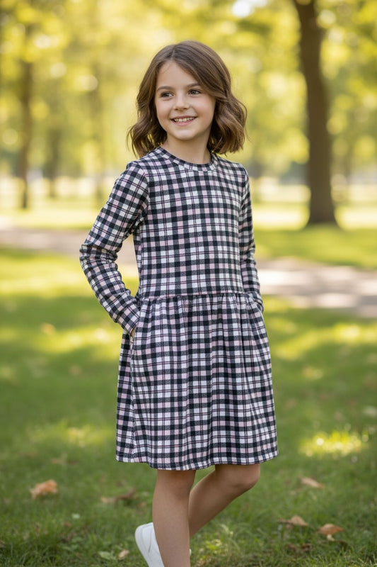 Trikotažinė suknelė ilgomis rankovėmis